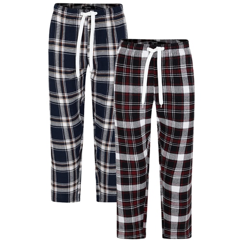 Bigdude Twin Pack Waffle PJ Pants Burgundy/Navy